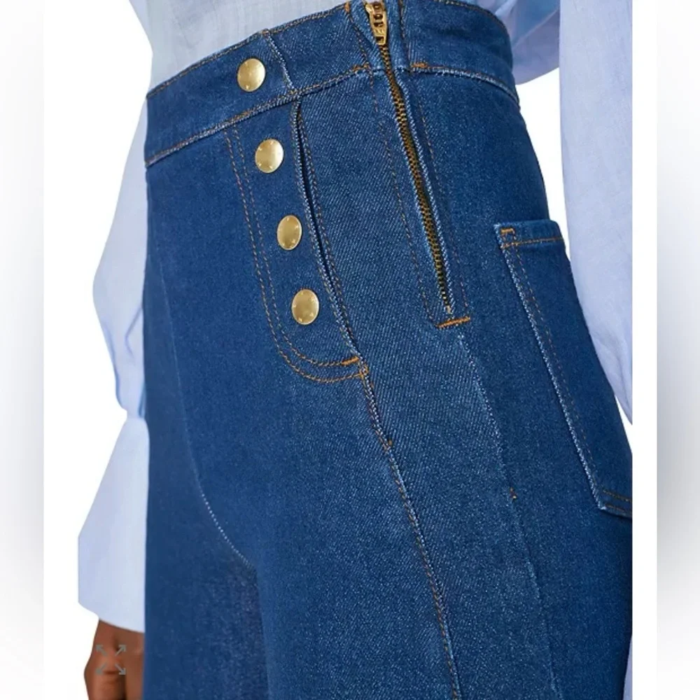 Frame Sailor Snap High Rise Wide Leg Jeans in Adele - Picture 4 of 16